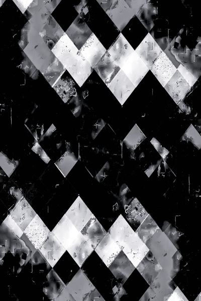 geometric square pixel pattern abstract art in black and white by Timmy333