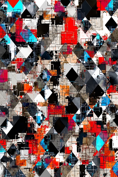 geometric pixel square pattern abstract background in red blue by Timmy333