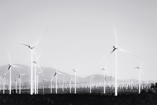 wind turbine in the desert in black and white by Timmy333