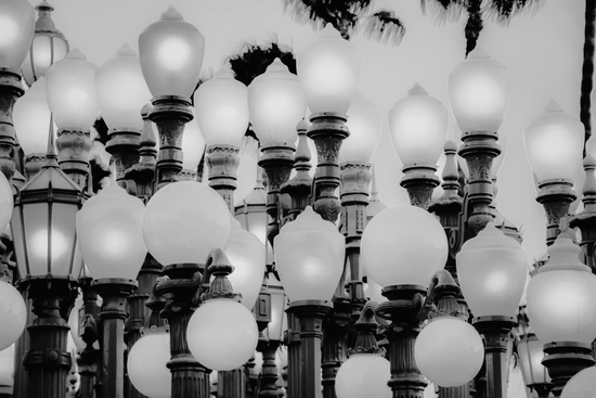 Urban Light at LACMA Los Angeles California USA in black and white by Timmy333