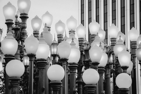 Urban Light at LACMA Los Angeles California USA in black and white by Timmy333