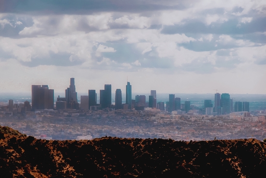 Los Angeles city with blue cloudy sky at Los Angeles, California, USA by Timmy333