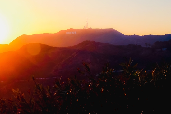 Summer sunset light at Hollywood Sign Los Angeles California USA by Timmy333