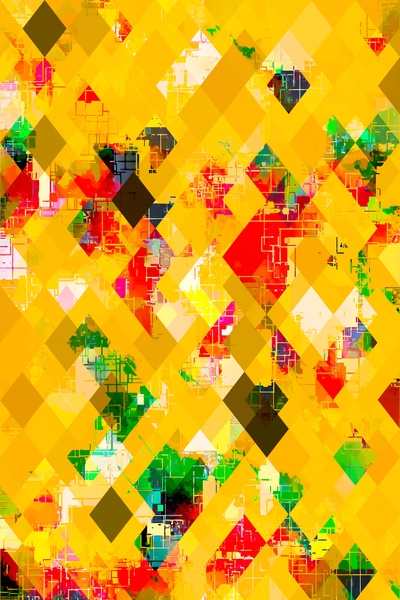 yellow geometric pixel square pattern abstract art background by Timmy333