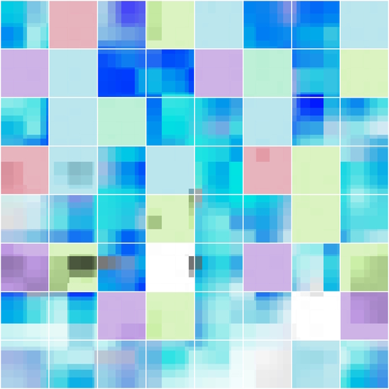 geometric pixel square pattern abstract background in blue pink green by Timmy333