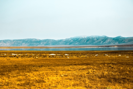 dry grass field and mountains background in California by Timmy333