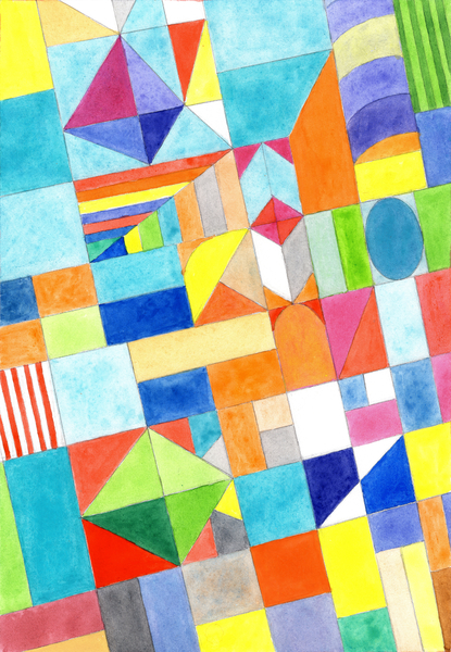 Playful Colorful Architectural Pattern  by Heidi Capitaine