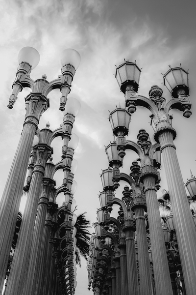 Urban Light at LACMA Los Angeles California USA in black and white by Timmy333