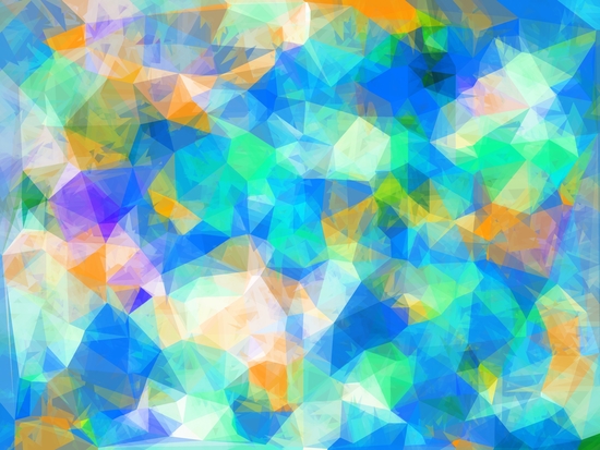 geometric triangle pattern abstract background in blue green orange by Timmy333