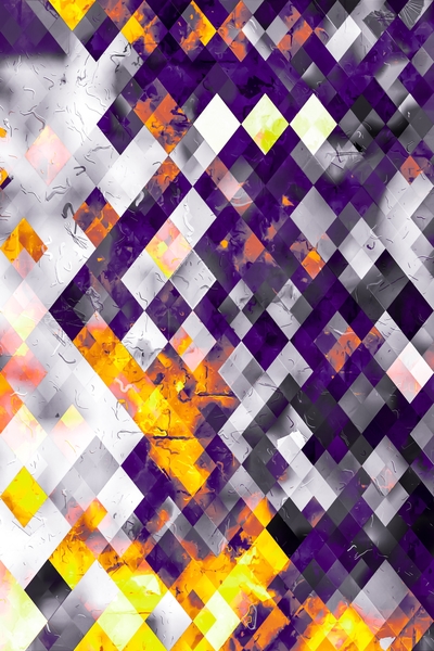 geometric pixel square pattern abstract art background in purple orange brown by Timmy333