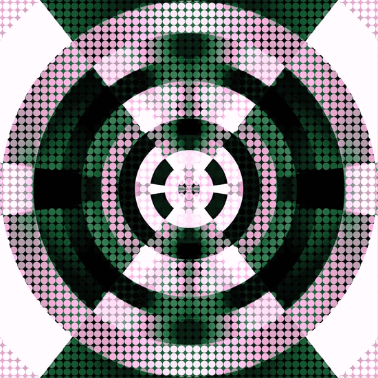 graphic design geometric symmetry circle pattern abstract background in green pink by Timmy333