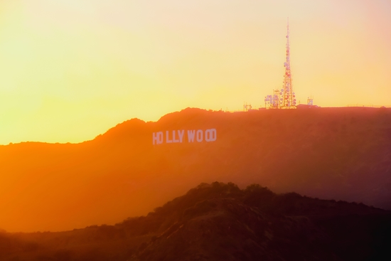 sunset light at Hollywood Sign Los Angeles California USA by Timmy333