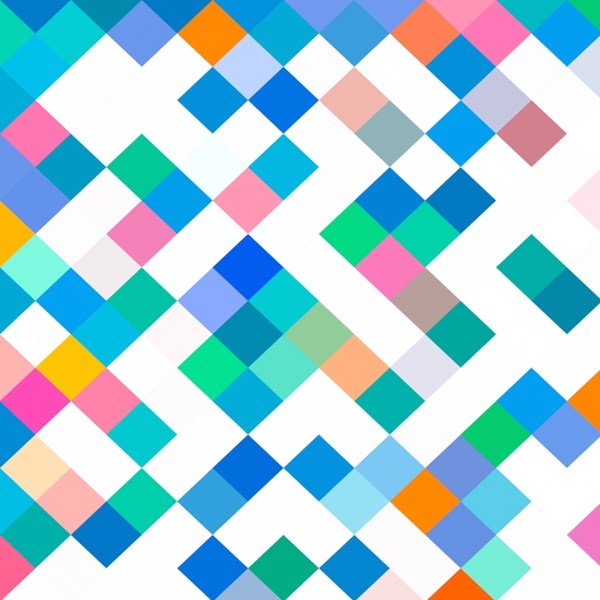 colorful geometric square pixel pattern abstract in blue green pink by Timmy333