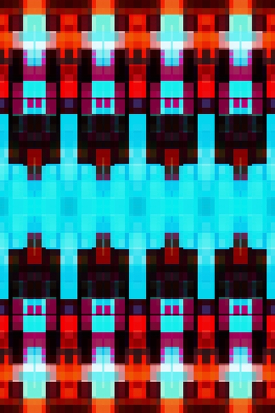 symmetry art graphic design pixel geometric square pattern abstract background in blue red brown by Timmy333