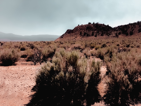 Desert scenic with foggy blue sky in California USA by Timmy333