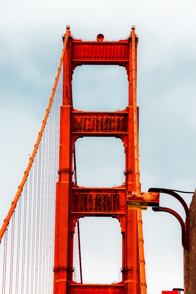 At Golden Gate Bridge with blue foggy sky, San Francisco, USA by Timmy333