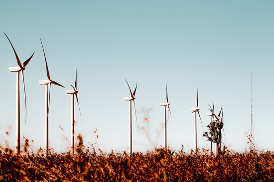 desert and windmill with blue sky in California, USA by Timmy333