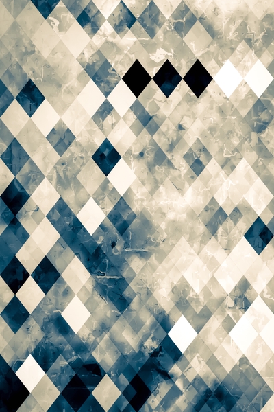 vintage geometric square pixel pattern abstract art in blue by Timmy333