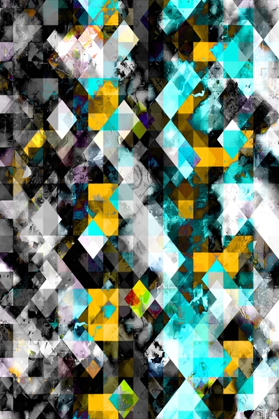 geometric pixel square pattern abstract background in blue yellow black by Timmy333