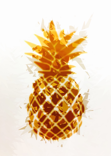 pineapple in brown and yellow with geometric triangle pattern abstract by Timmy333