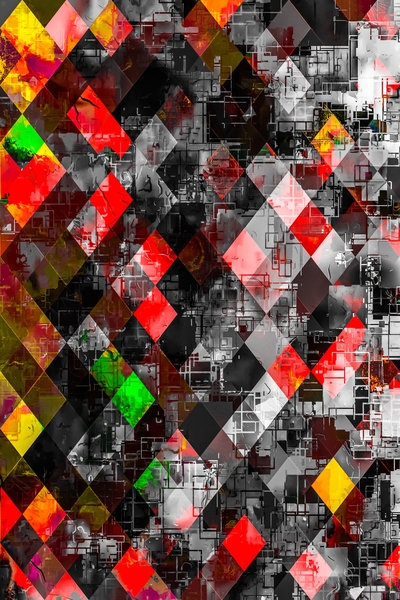 graphic design pixel geometric square pattern abstract background in red yellow green by Timmy333