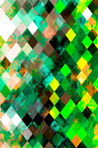 geometric pixel square pattern abstract background in green yellow by Timmy333