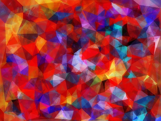 geometric triangle pattern abstract background in red blue yellow by Timmy333