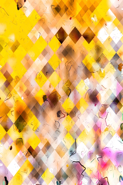 geometric square pixel pattern abstract in yellow brown pink by Timmy333