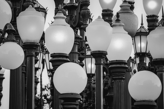 Urban Light at LACMA Los Angeles California USA in black and white by Timmy333