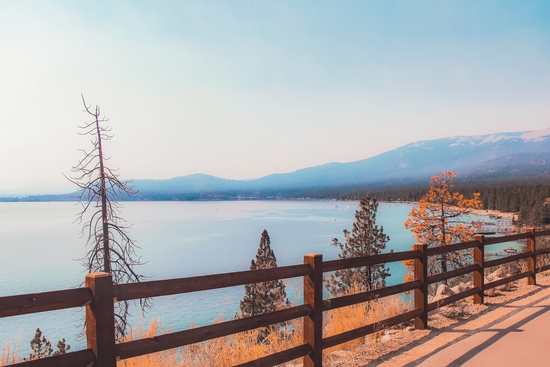 Lake view at Lake Tahoe Nevada USA with mountain background by Timmy333