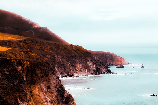 Mountains with ocean view at Big Sur, Highway 1, California, USA by Timmy333