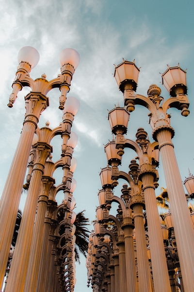 Urban Light LACMA Los Angeles California USA with blue sky by Timmy333