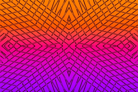 geometric symmetry line pattern abstract in orange purple pink by Timmy333