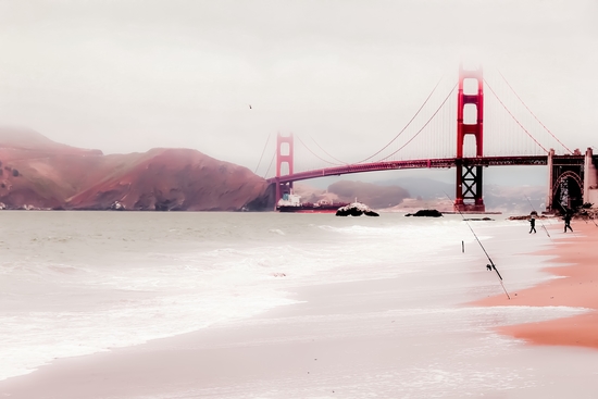 Beach with Golden Gate Bridge view San Francisco USA by Timmy333