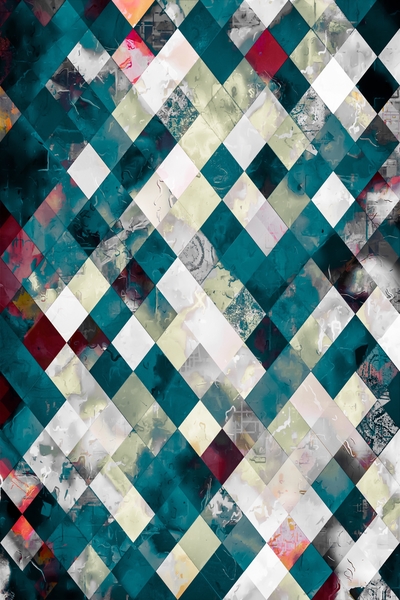 geometric pixel square pattern abstract background in blue green by Timmy333