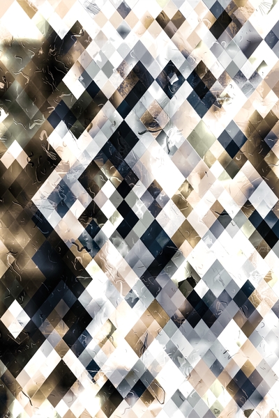 geometric square pixel pattern abstract art in brown and black by Timmy333