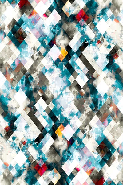 geometric pixel square pattern abstract background in blue yellow by Timmy333