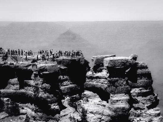 mountain desert view at Grand Canyon national park Arizona in black and white by Timmy333