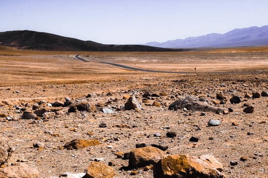 road with desert view at Death Valley national park, California, USA by Timmy333