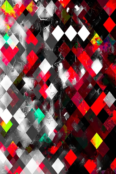red geometric pixel square pattern abstract art background by Timmy333