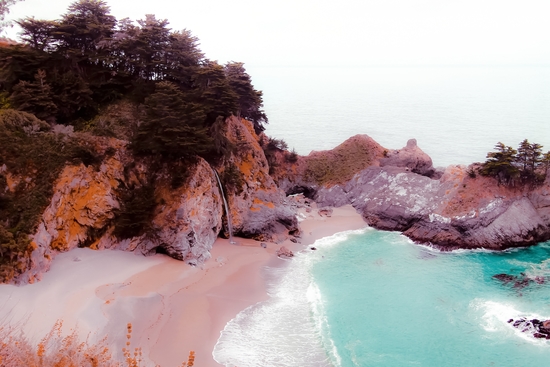 waterfall and beach at Mcway Falls, Big Sur, Highway 1, California, USA by Timmy333