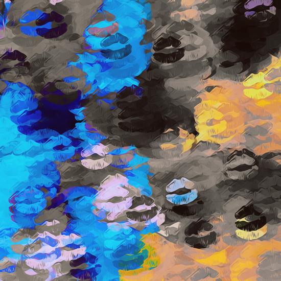 black blue and orange kisses lipstick abstract background by Timmy333