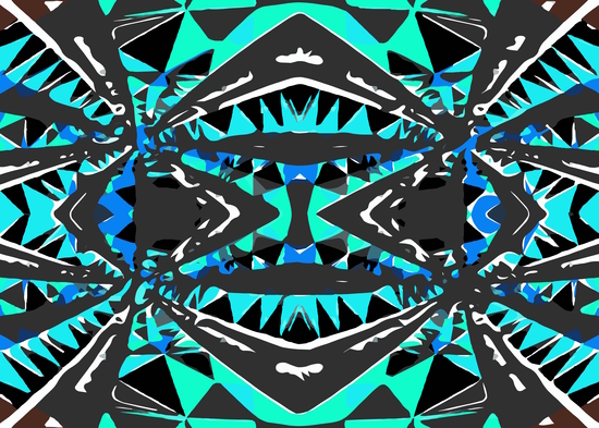 psychedelic geometric abstract pattern background in blue green black by Timmy333