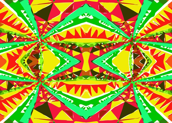 psychedelic geometric abstract pattern background in yellow red green by Timmy333