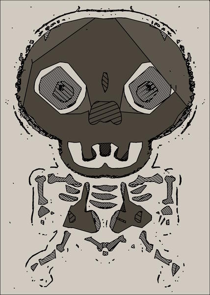 skull head and bone graffiti drawing with brown background by Timmy333