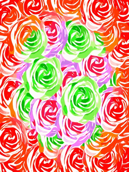 colorful rose pattern abstract in red pink green by Timmy333