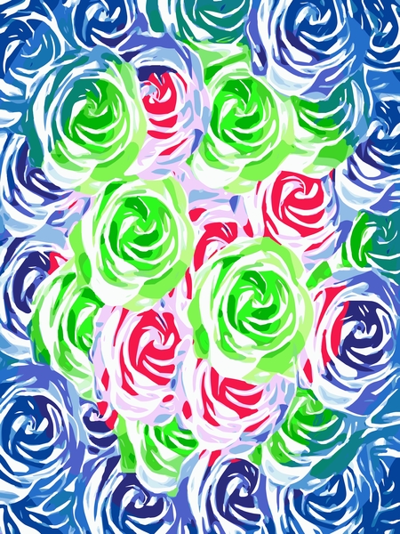 colorful rose pattern abstract in pink green blue by Timmy333