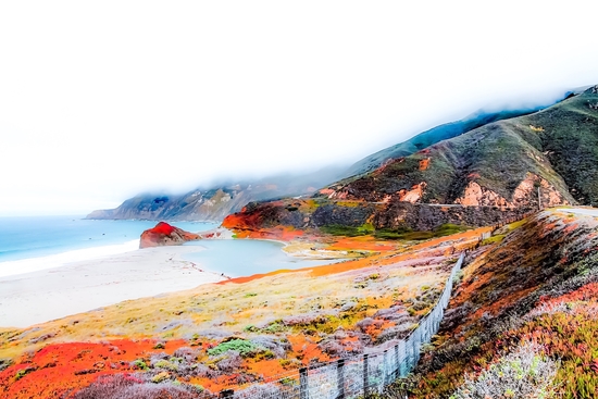 mountain with ocean view at Big Sur, California, USA by Timmy333