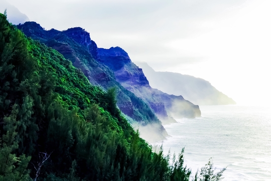 green mountain with ocean view at Kauai, Hawaii, USA by Timmy333