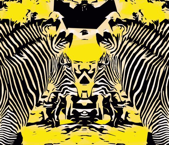 drawing and painting zebras with yellow and black background by Timmy333